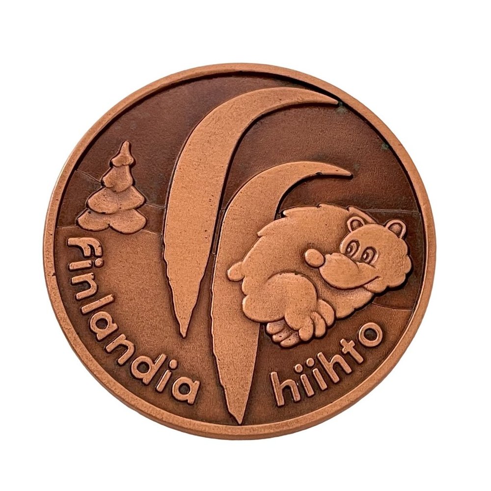 Finland Bronze Art Medal Finlandia Skiing 1995 Hiihto Salpausselkä 61 Mm 132 Gr